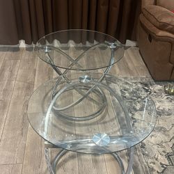 Modern Glass & Chrome Nesting Coffee Tables – Set of 2
