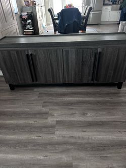 Grey cabinet 71” x 15.75” x 30.5”