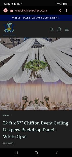 Chiffon Event Ceiling Drapery Backdrop Panel | White | 32 ft x 57"