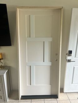 THERMATRU 6'8" Smooth Star Fiberglass Panel Exterior Prehung Door S3501L-DDBF2 Fire Rated