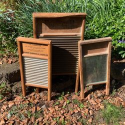 Set Of 3 Antique Washboards 