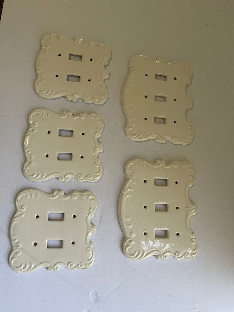 Vintage MCM Ceramic/Porcelain Light Switch Covers