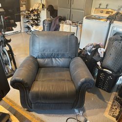 Blue faux Leather recliner And Reclining Couch 