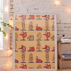 Urban outfitters Huebucket Sloth Yoga Art Frame + Print