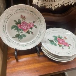 Vintage Pink Rose Dinner Plate Plates Floral China $10 Each 
