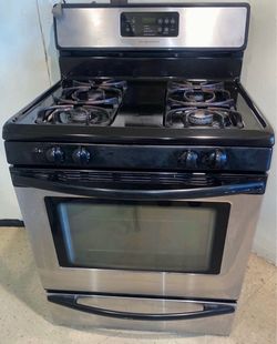 Frigidaire Black Gas Stove with Stainless Steel