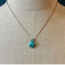Turquoise Sterling Silver Dainty Pendant Necklace 