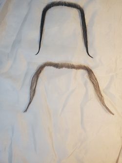 2 Real Hair Mustaches 1 Black. 1 Brown