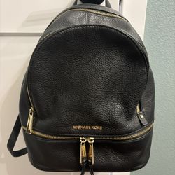 Michael Kors Black Leather Rhea Backpack 