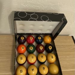Complete Billiard Ball Set – 2.25” Pool Balls (Used, 16 Total)