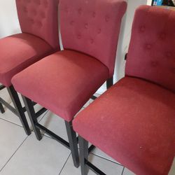 Set Of Three Red Christmasy Barstools