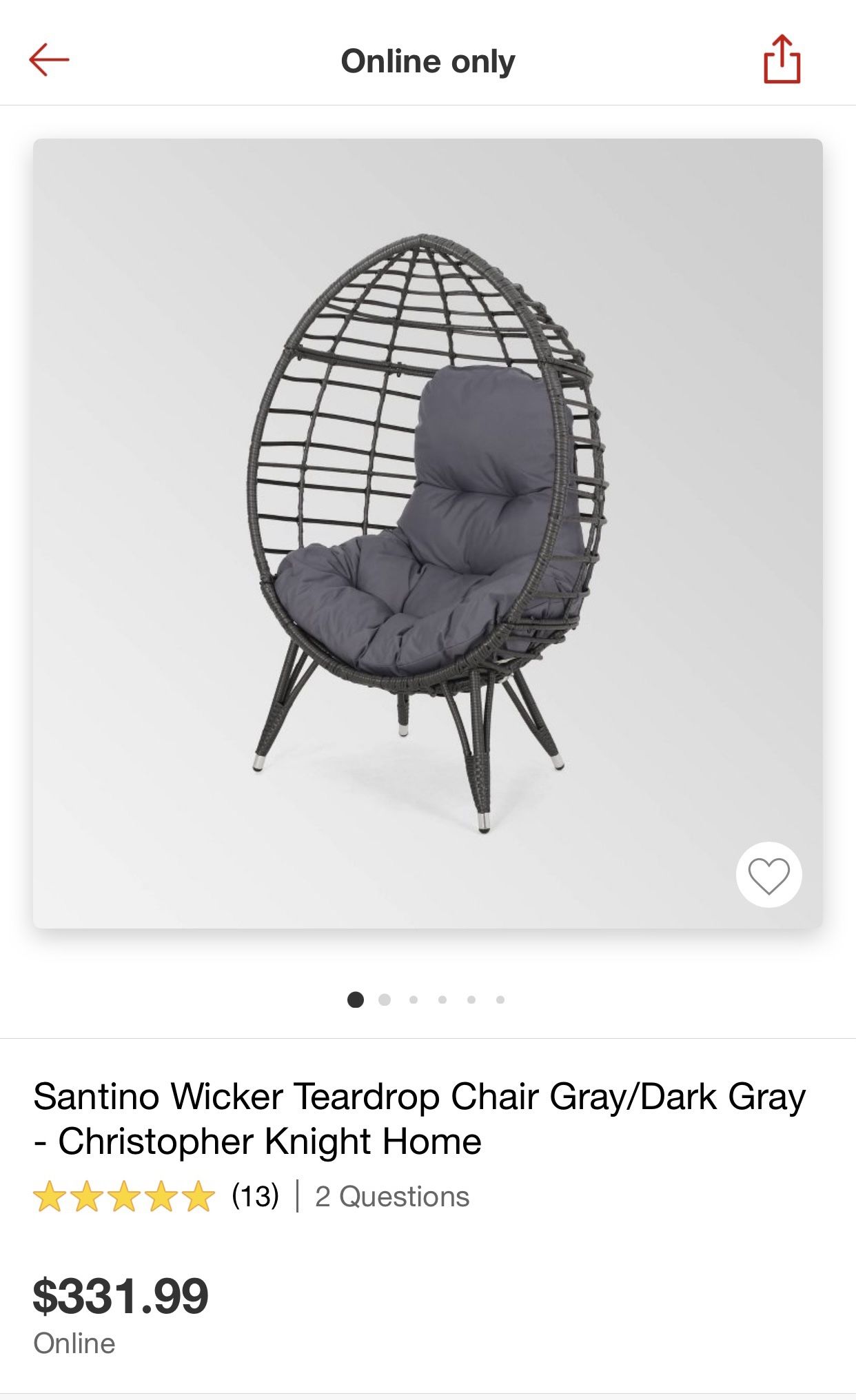NEW Santino Wicker Teardrop Chair