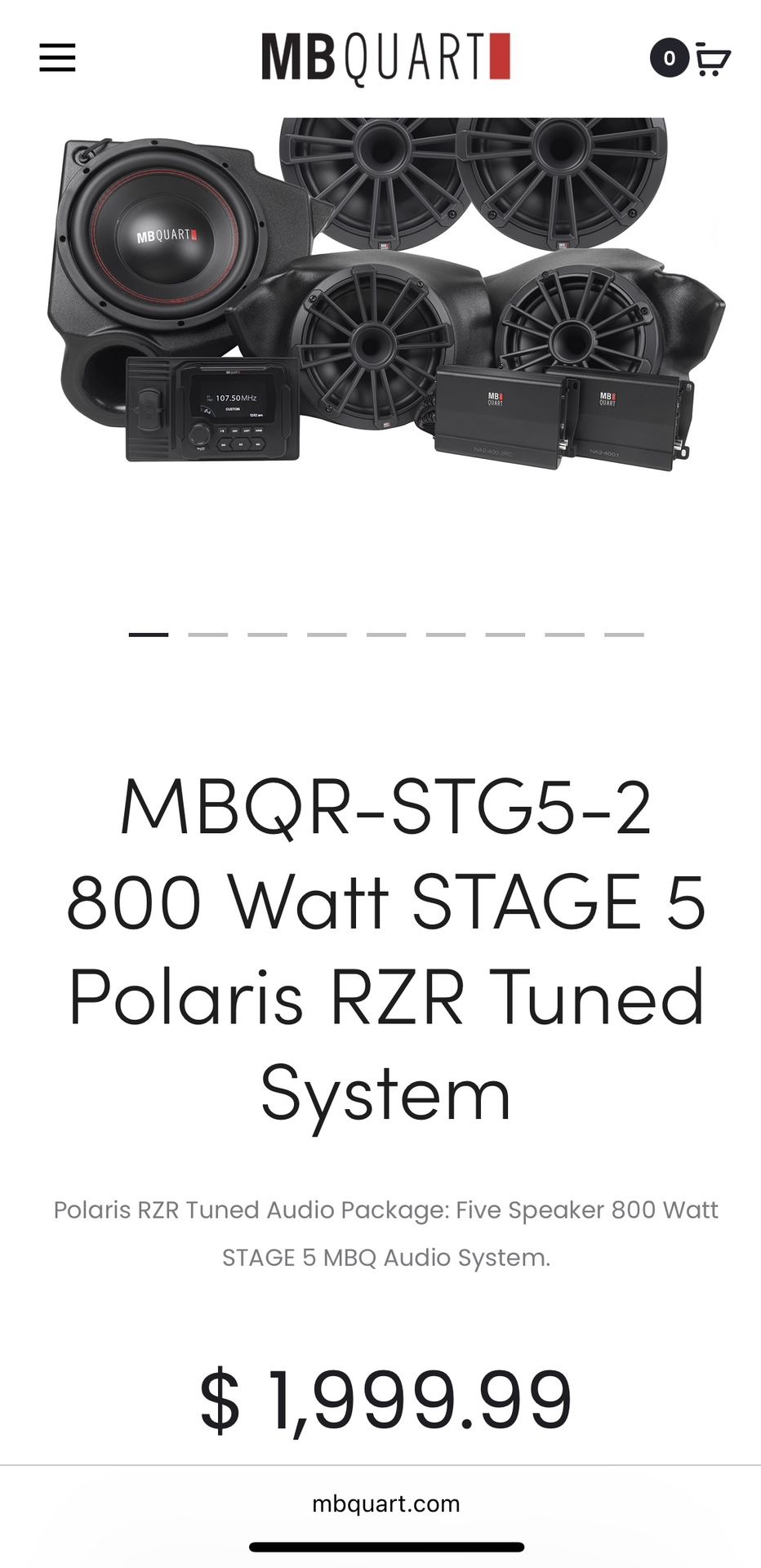 Polaris Rzr MB Quart Sound System