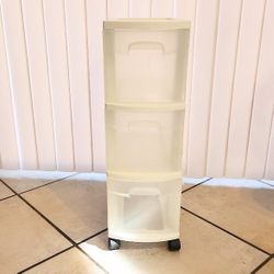 White 3 Drawer Narrow storage Cart on Wheels (Sterilite)
 