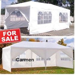 10 ft. x 20 ft. White Wedding Party Canopy Tent Outdoor Gazebo with 6-Removable Sidewalls