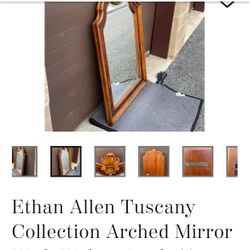 Ethan Allen Tuscany Collection Arched Mirror with Walnut Burl  