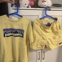 Patagonia Shirt And Shorts Set Size L In Bright Yellow