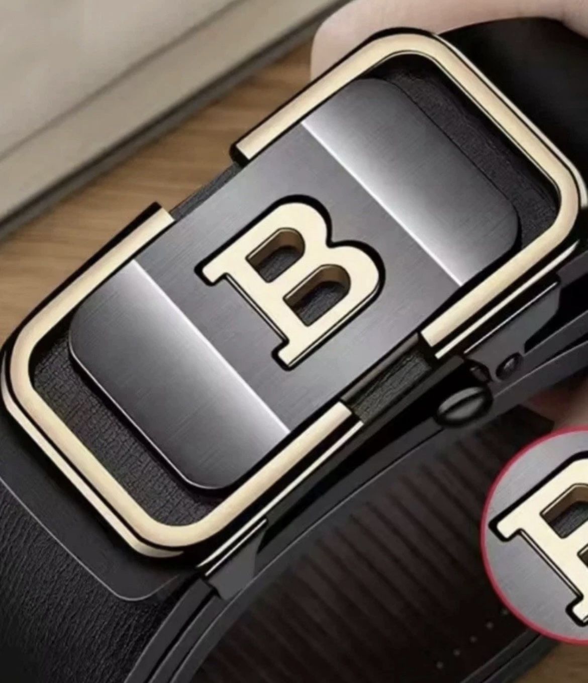 Men's Toothless Automatic Buckle Fashion Belt with Letter Button High Quality