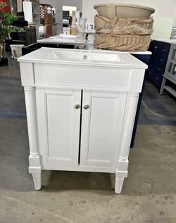 Assembled New Solid Wood Frame 24" Bathroom Vanity with Sink, Powder Room Small Bathroom Vanity