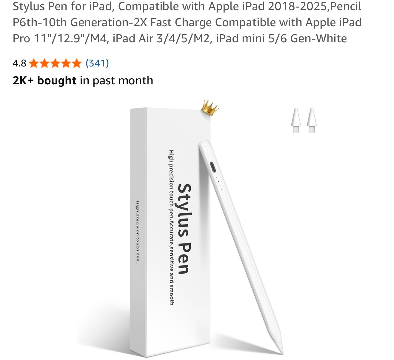 Stylus Pen for iPad, Compatible with Apple iPad