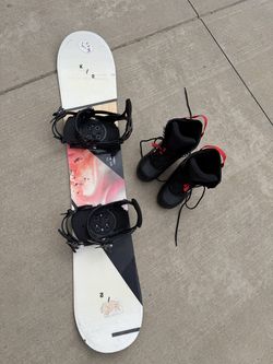 K2 Snowboard with Bindings Matrix 580JR Snowboard Boots US 7 Bundle