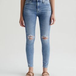 AG Farrah Skinny Mid-Rise Denim in 20 Years Undertow Destructed 