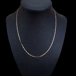14K Solid Gold Flat Coin Necklace – 16.5” – 1.5mm – 1.2g