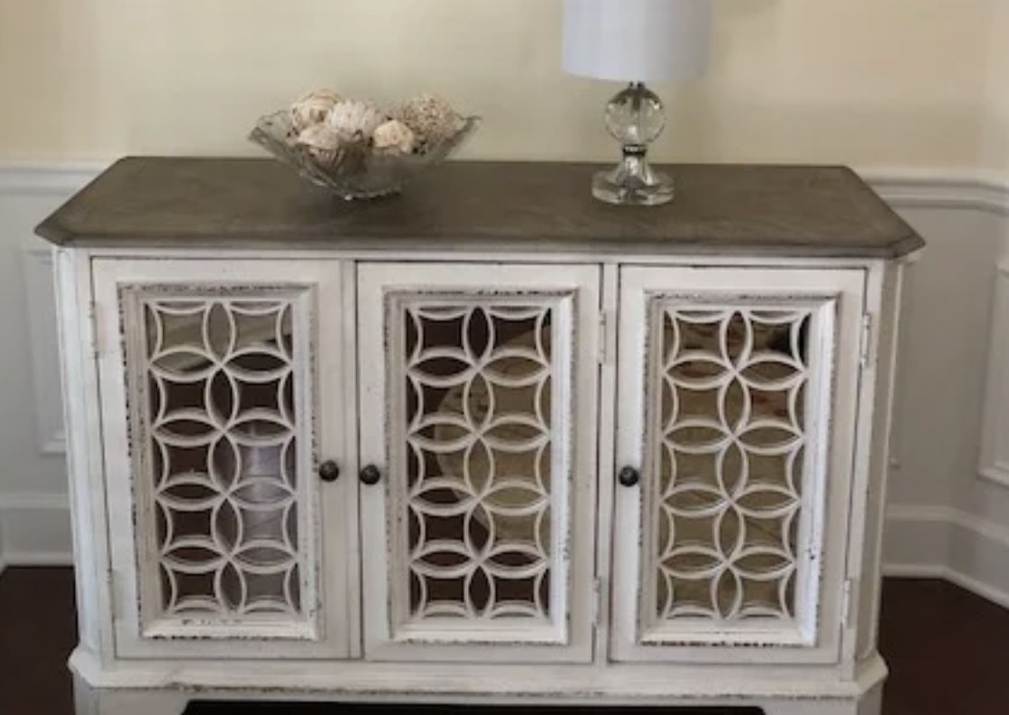 Magnolia Manor 51” TV Console with Mirrored Doors/Sideboard Table