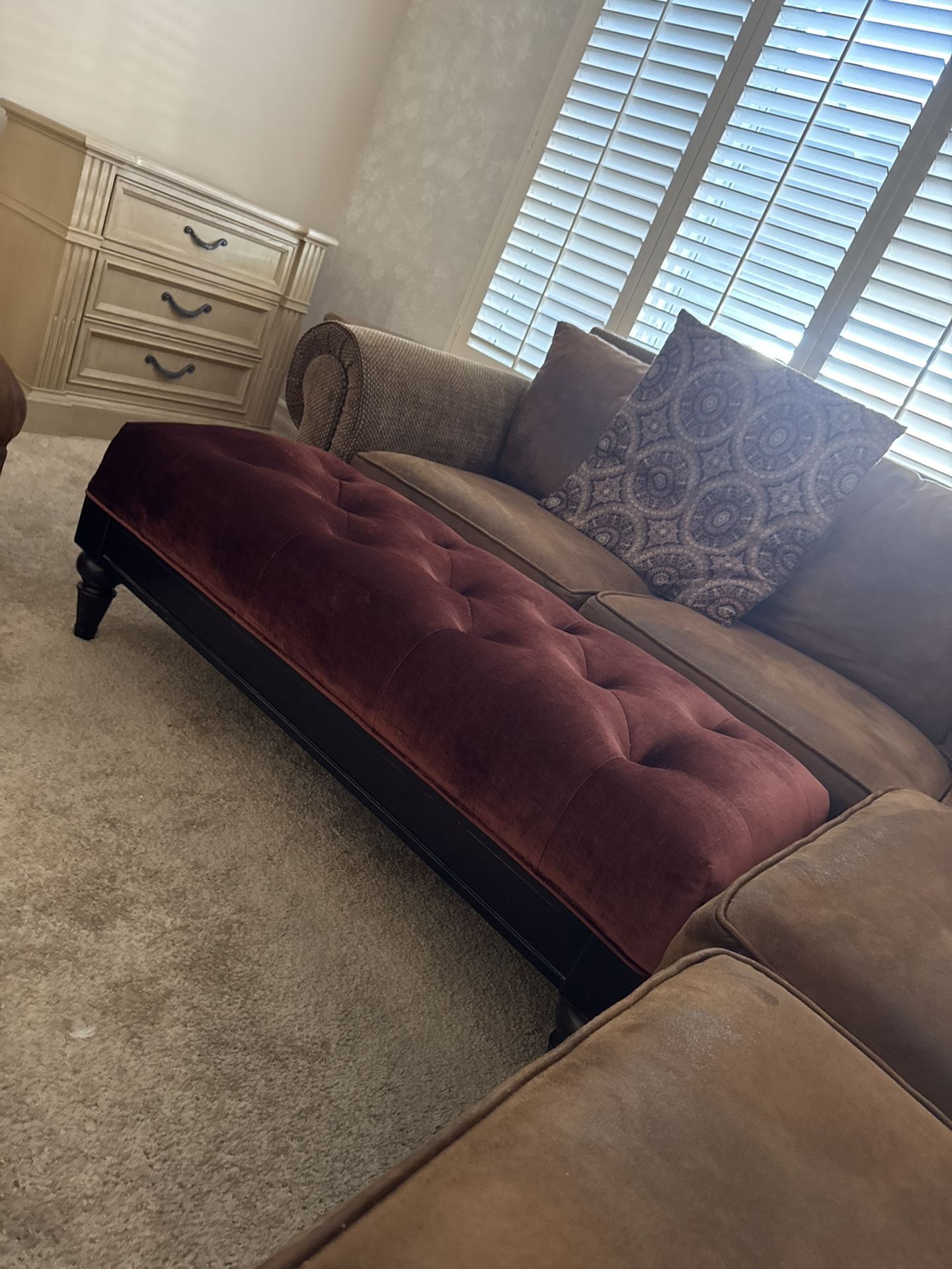 Wine Colored Tufted Ottoman