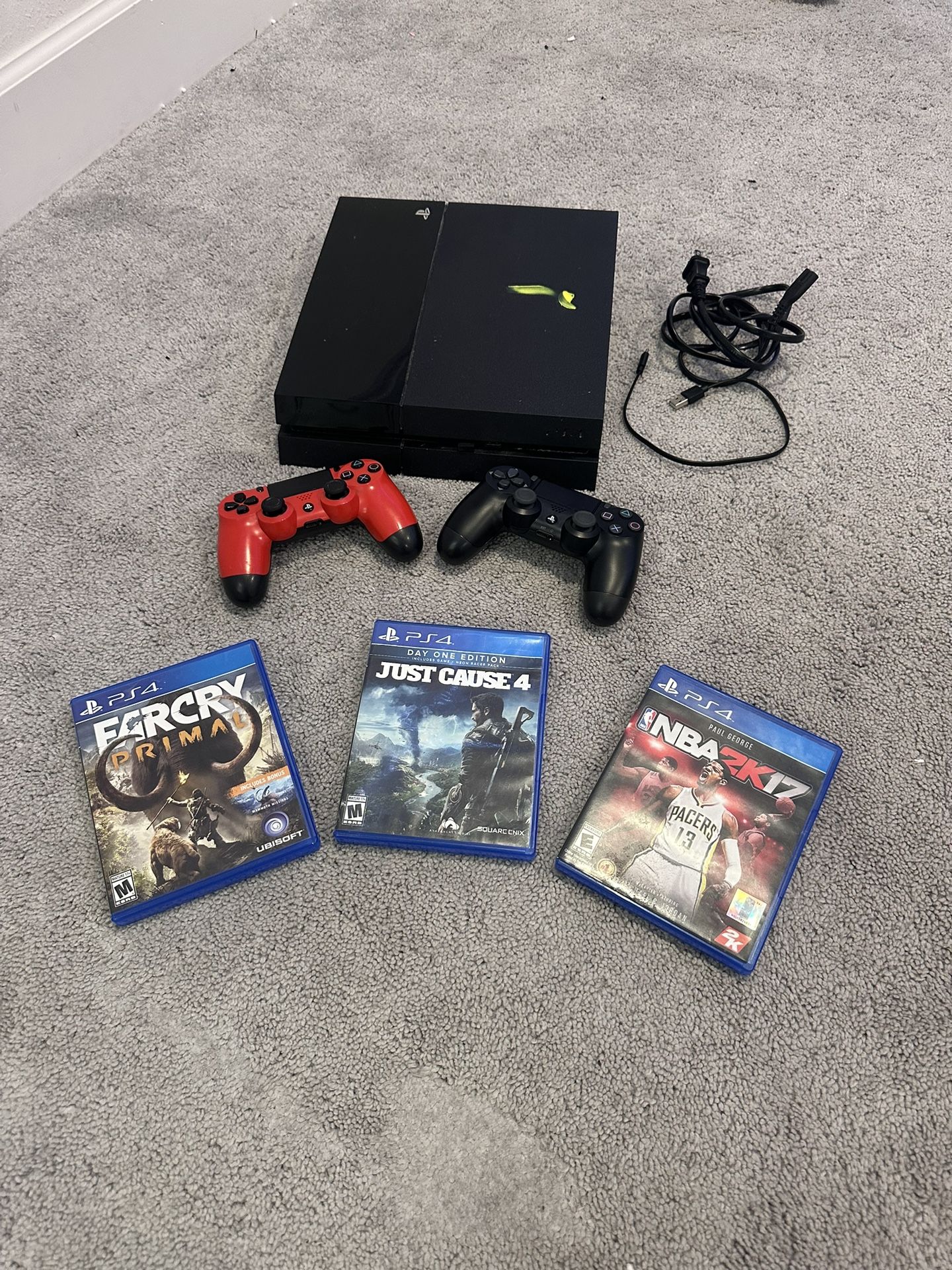 PlayStation 4 With 2 Controllers And 3 Games