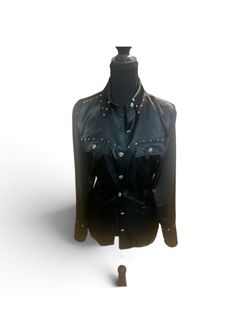 Black Vintage womens satin cowboy shirt