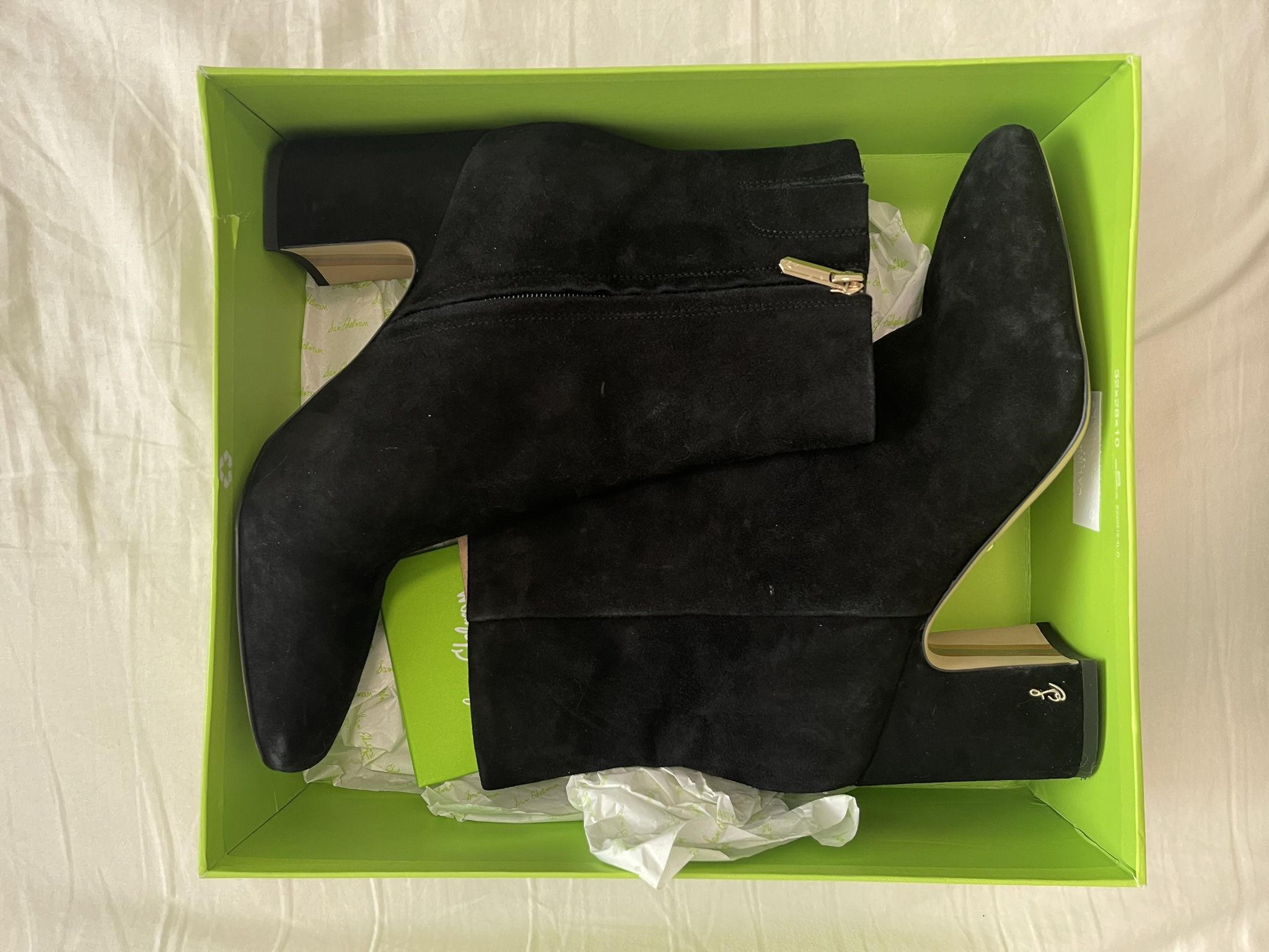 Sam Edelman Black Genuine Leather Suede Booties W 10