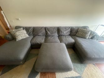 Pending - FREE Grey Couch with Chaise & Ottoman