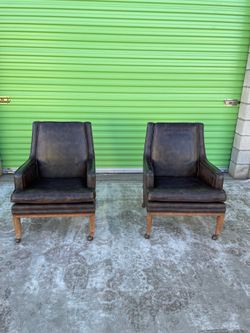 Leather Vintage Antique Mid Century Modern Chairs