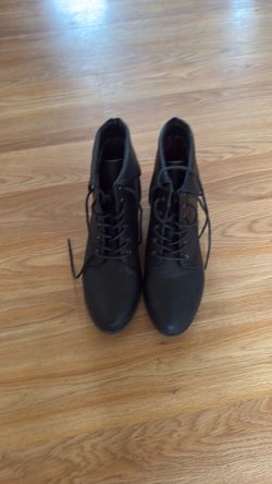 Black Lace-Up Ankle Boots