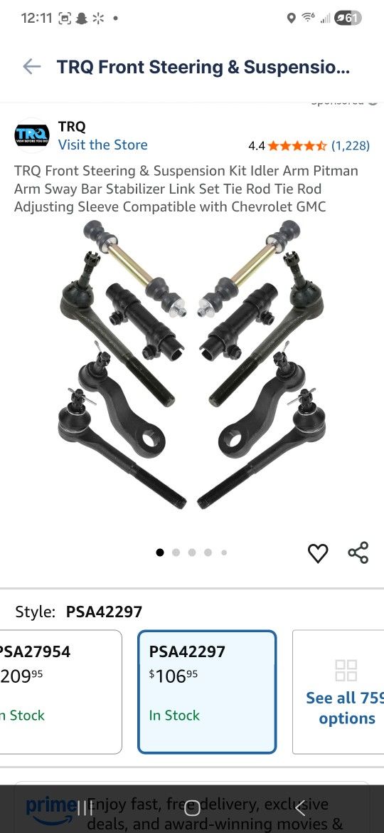 TRQ Front Steering suspension kit Chevrolet and GMC