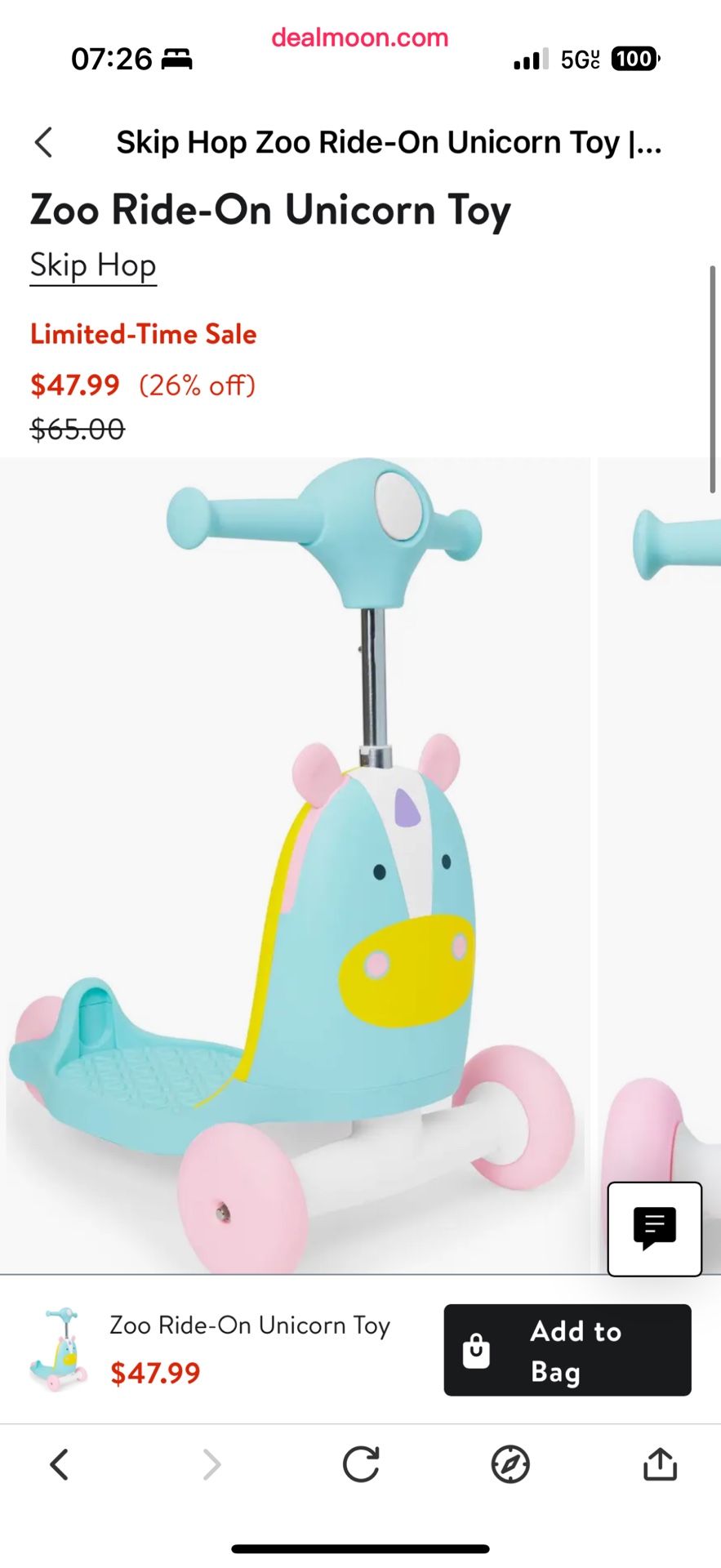 Skip-Hop Zoo Ride On Unicorn toy