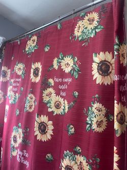 Sunflower Shower Curtain Burgundy Floral