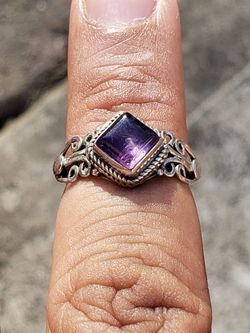 Sterling Silver Amethyst Ring Size 5