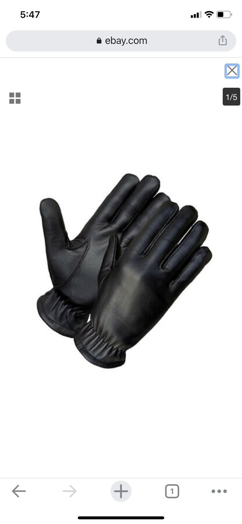 New Black Leather Police Gloves Cuff