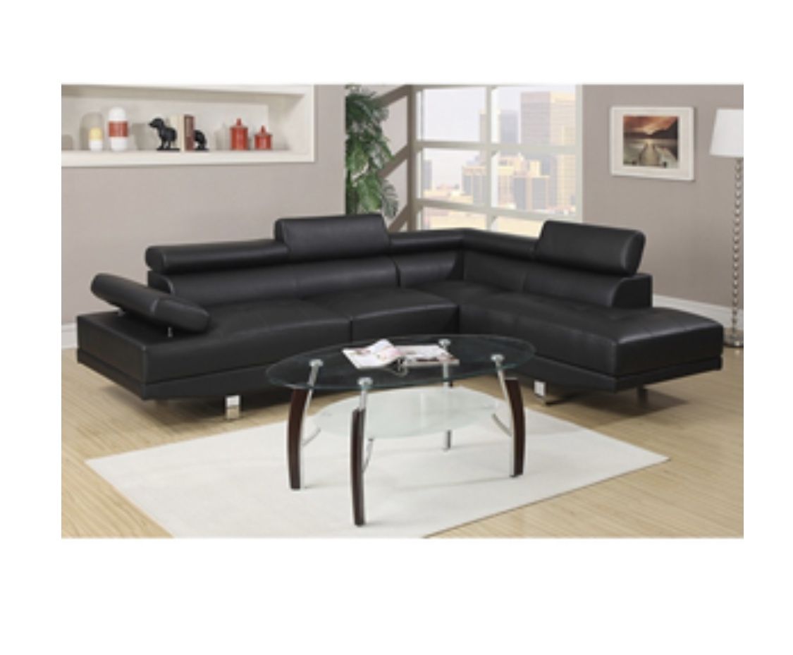 Gorgeous Black Colored 2 piece Sectional Set