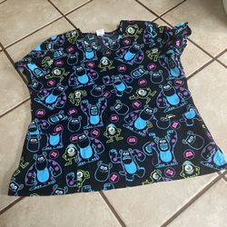 Monsters Inc Scrubs Top XL Like New