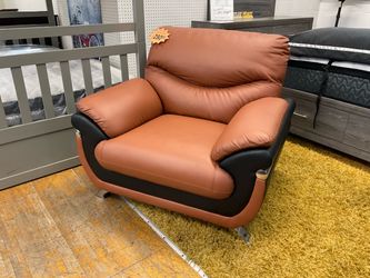 Modern Faux Leather Accent Chair – Brown & Black