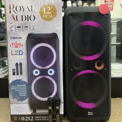Dual 12” Extras Bass Bluetooth Rechargeable Speaker With Two Wireless UHF Mics