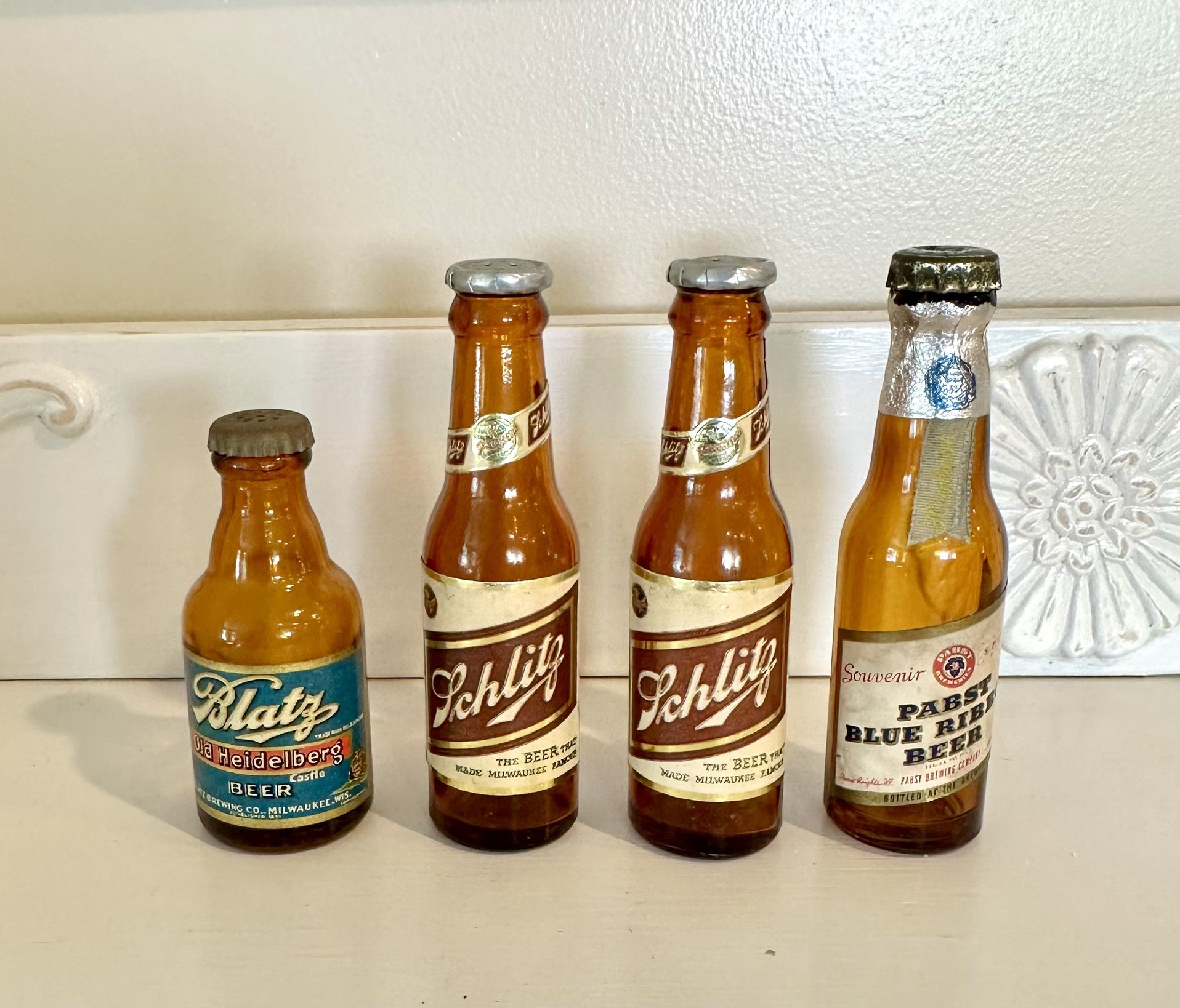 4 Vintage Miniature Beer Bottle Collection
