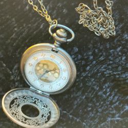 Women's Filigree Face  Pocket Watch Pendant Necklace