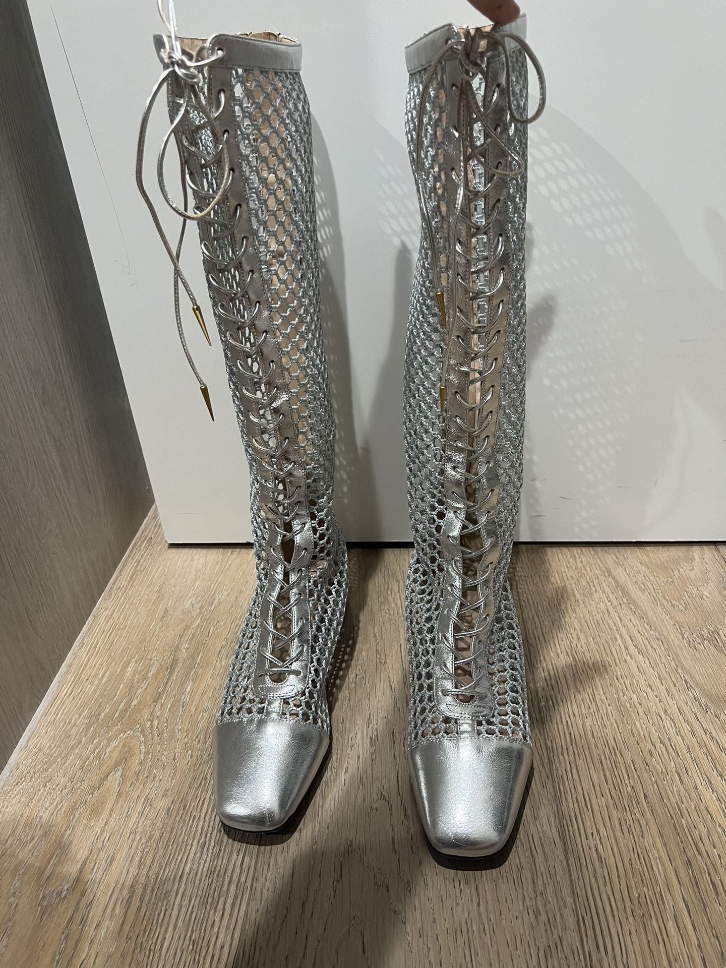 Dior Naughtily-D Fishnet Knee Boots