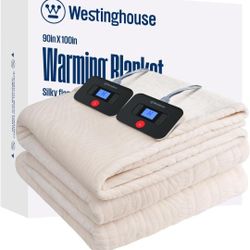 Westinghouse Electric Blanket King, Flower Jacquard Heated Blanket King Size with 10 Heating Levels and 1-12 Hours Auto-Off, Flannel to Sherpa Reversi