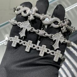 New Custom VVS Moissanite Cross Bracelets PASS DIAMOND TESTER
