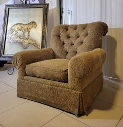 Leopard swivel Armchair and matching ottoman